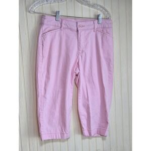 St. John's Bay Capri Pants Womens 8 Petite Pink Twill Stretch Casual Pockets